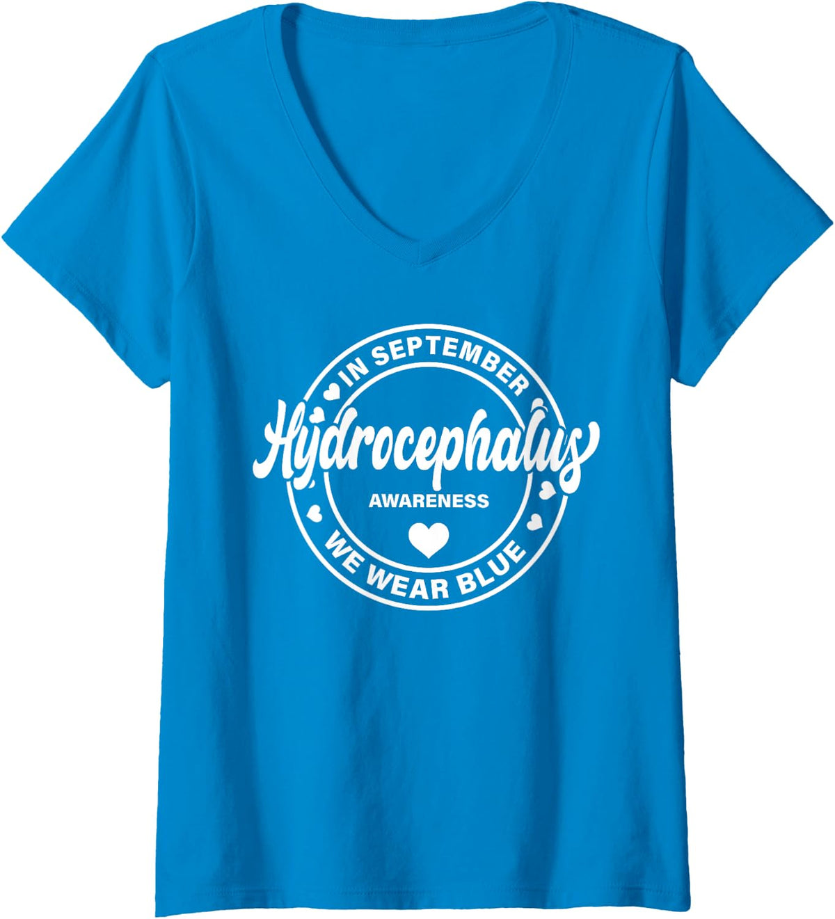 Womens Hydrocephalus Awareness Shirt For Men Women We Wear Blue V-Neck T-Shirt - Sapphire Blue