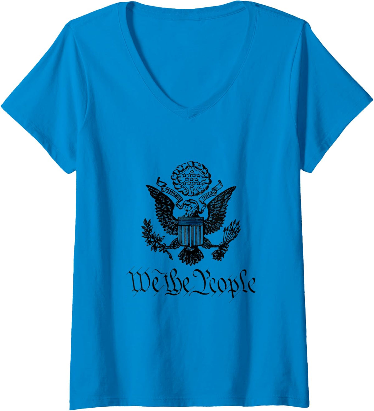Womens E Pluribus Unum Eagle V-Neck T-Shirt - Sapphire Blue