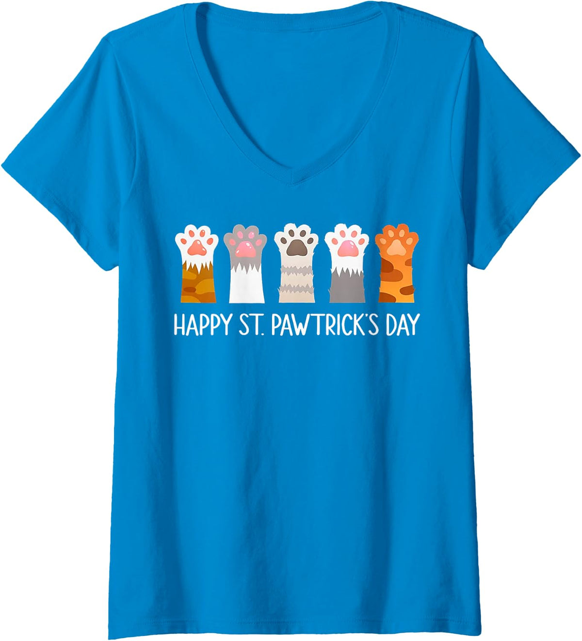 Women's Happy St. Pawtrick's Day V-Neck T-Shirt - Sapphire Blue