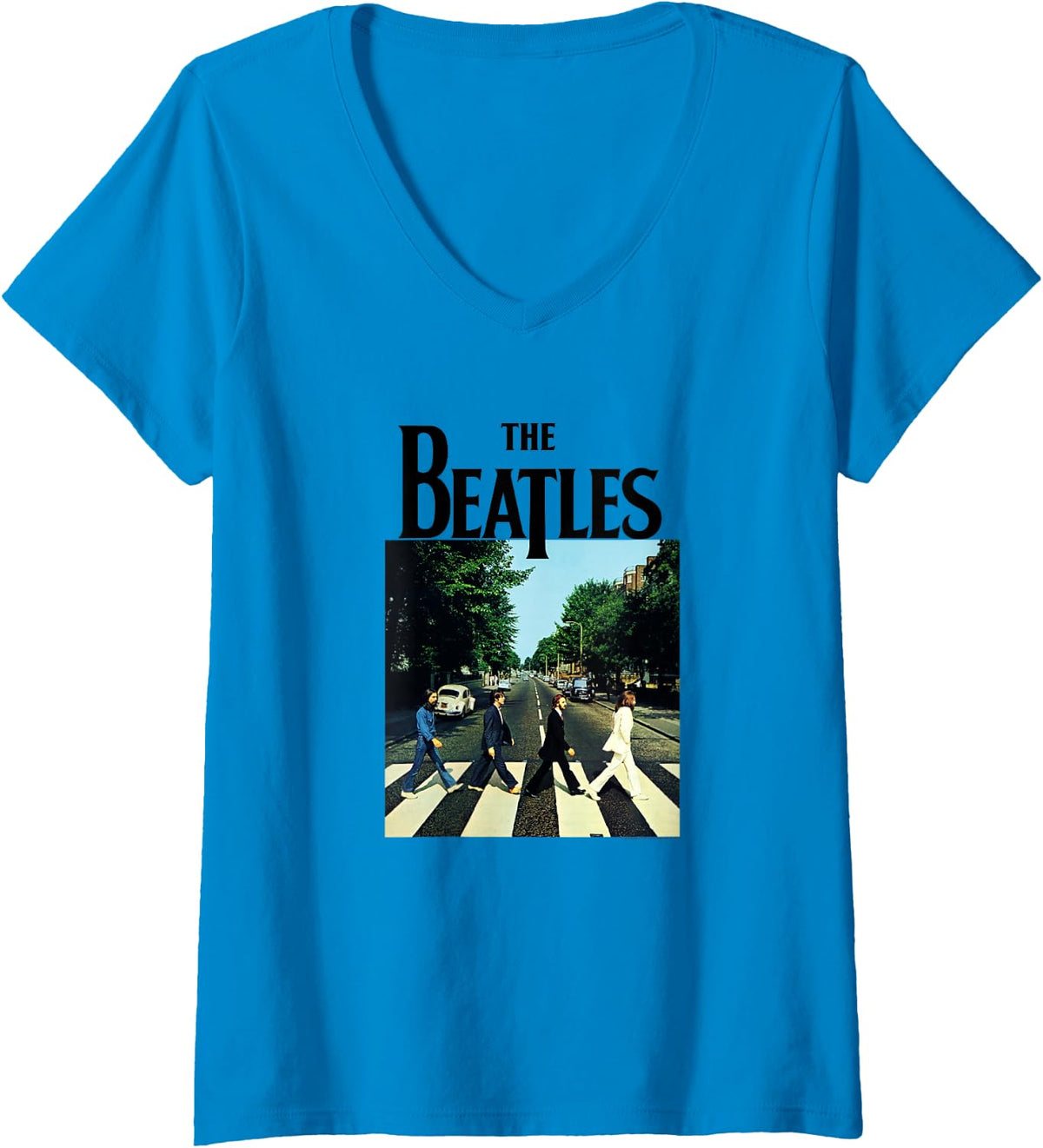 Women's The Beatles - Crossing Abbey Road V-Neck T-Shirt - Sapphire Blue