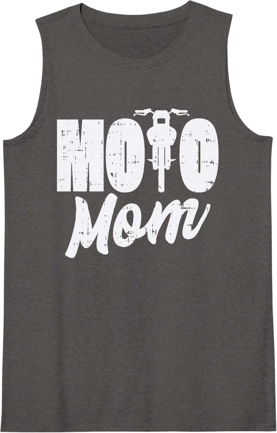 Women's Moto Mom Motorcycle Motocross Dirt Bike Racing Women Gift Sleeveless Tank Top - Dark Heather Grey