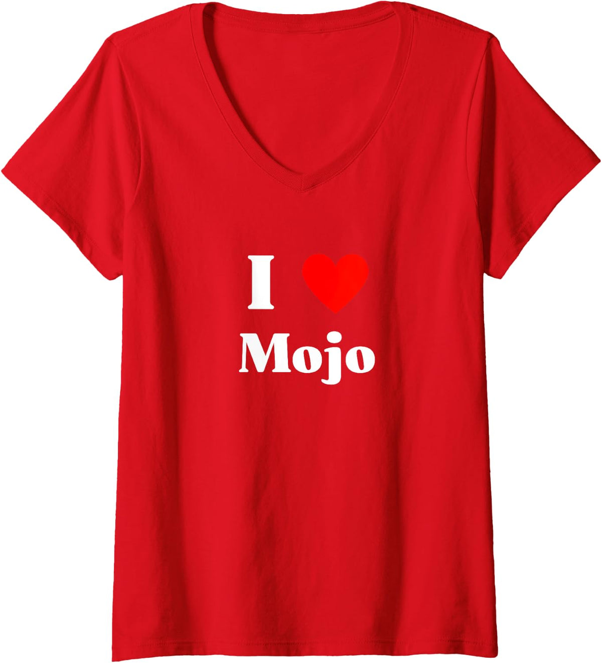 Womens Fun Graphic-I Love Mojo V-Neck T-Shirt - Red