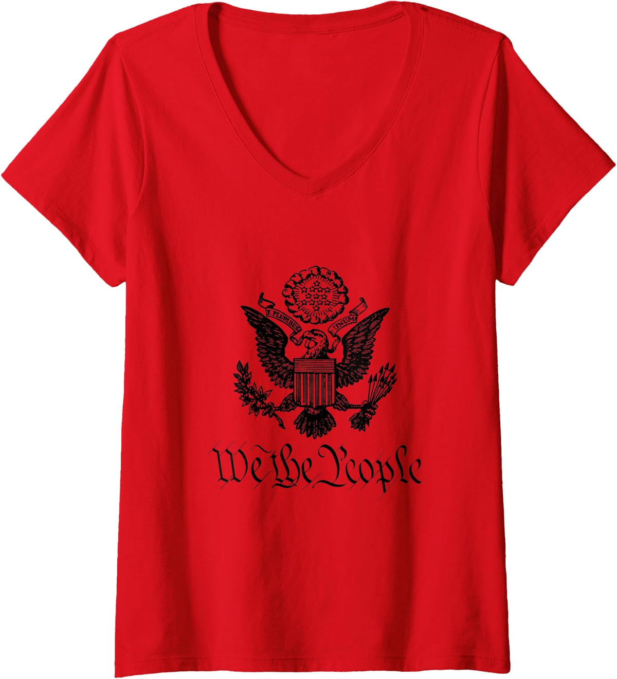Womens E Pluribus Unum Eagle V-Neck T-Shirt - Red