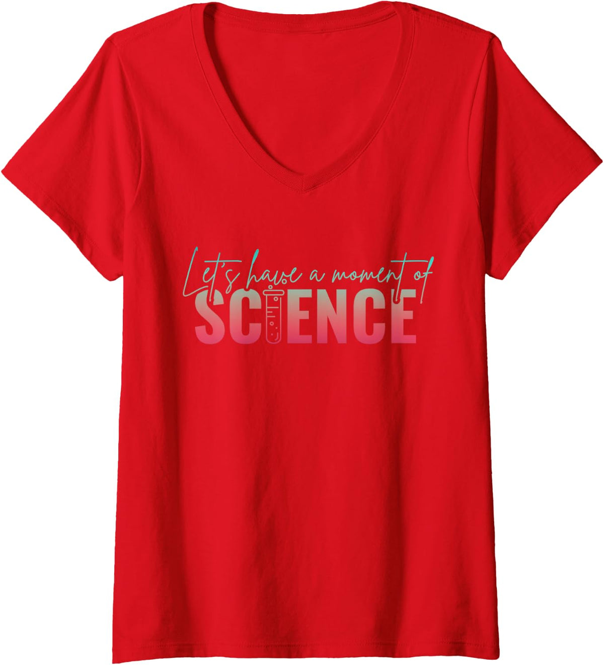 Women's Science Nerdy Teacher Scientist V-Neck T-Shirt - Red