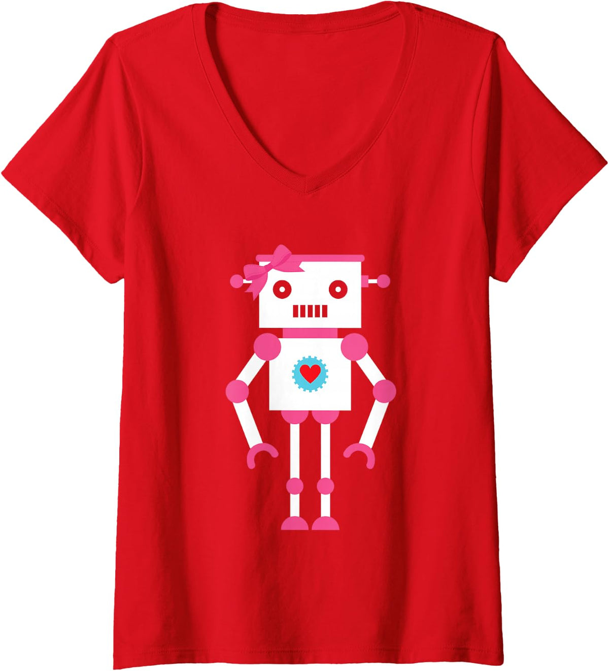 Women's Cute Robot Girl | Robotics | Robot V-Neck T-Shirt - Red