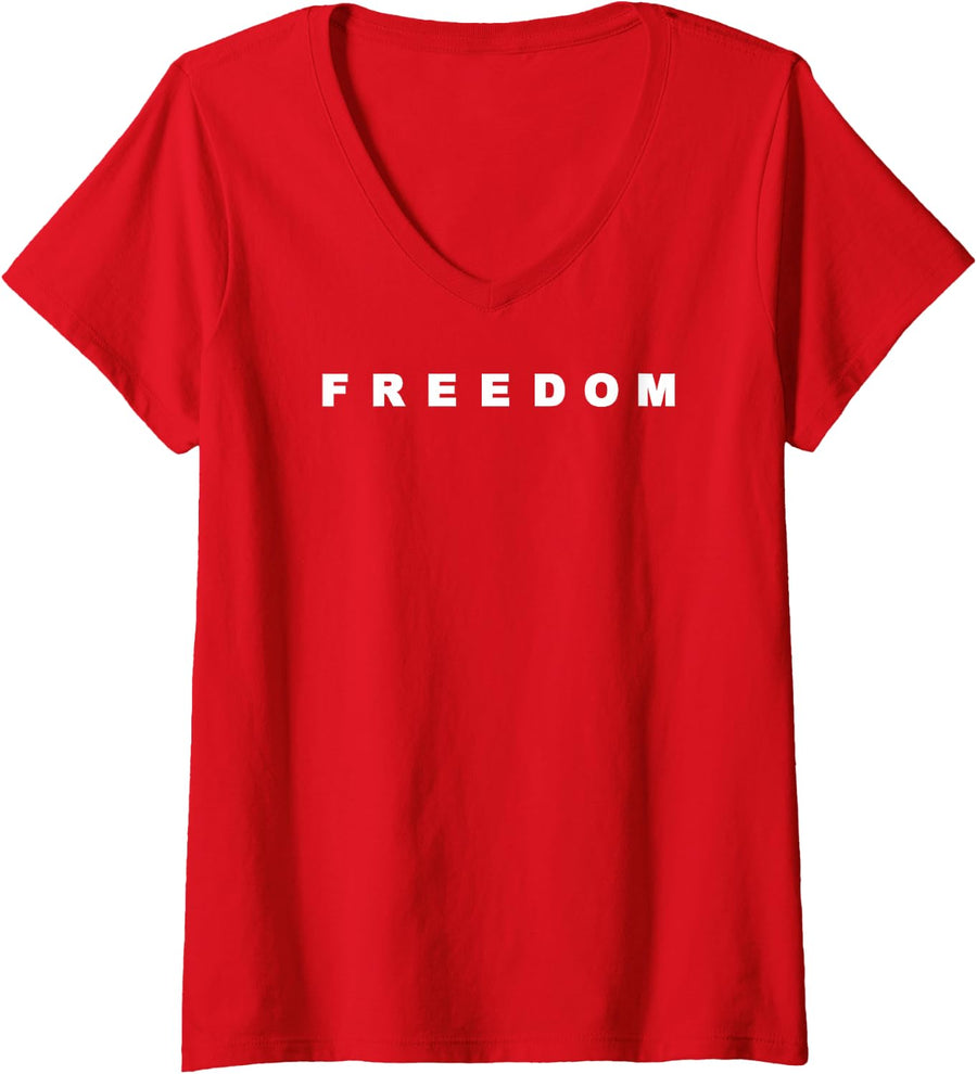 Womens Freedom V-Neck T-Shirt - Red