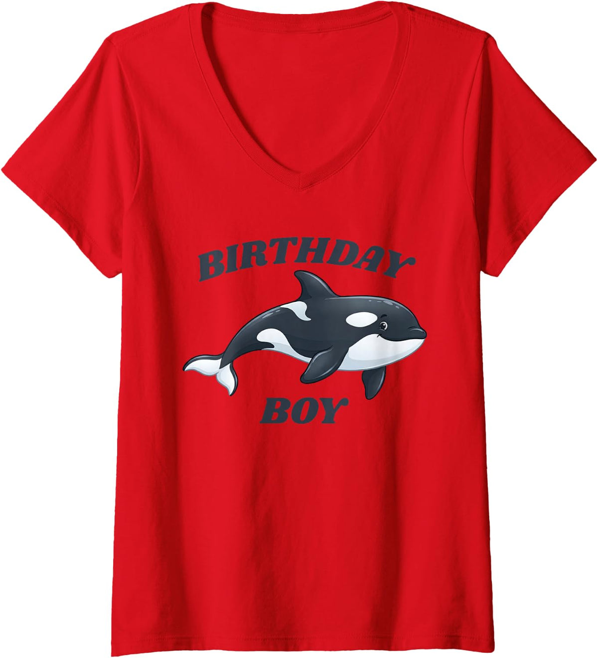 Women's Birthday Boy Killer Whale Orca V-Neck T-Shirt - Red