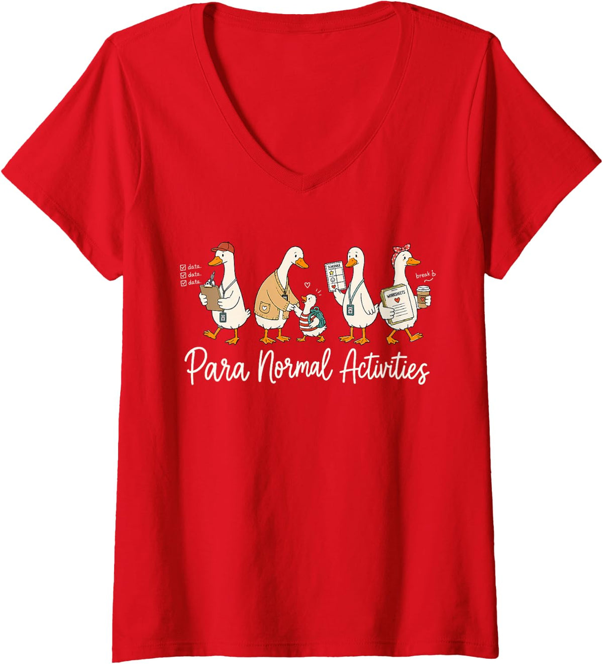 Women's Funny para Normal Activities Silly Gooses SPED Teachers V-Neck T-Shirt - Red