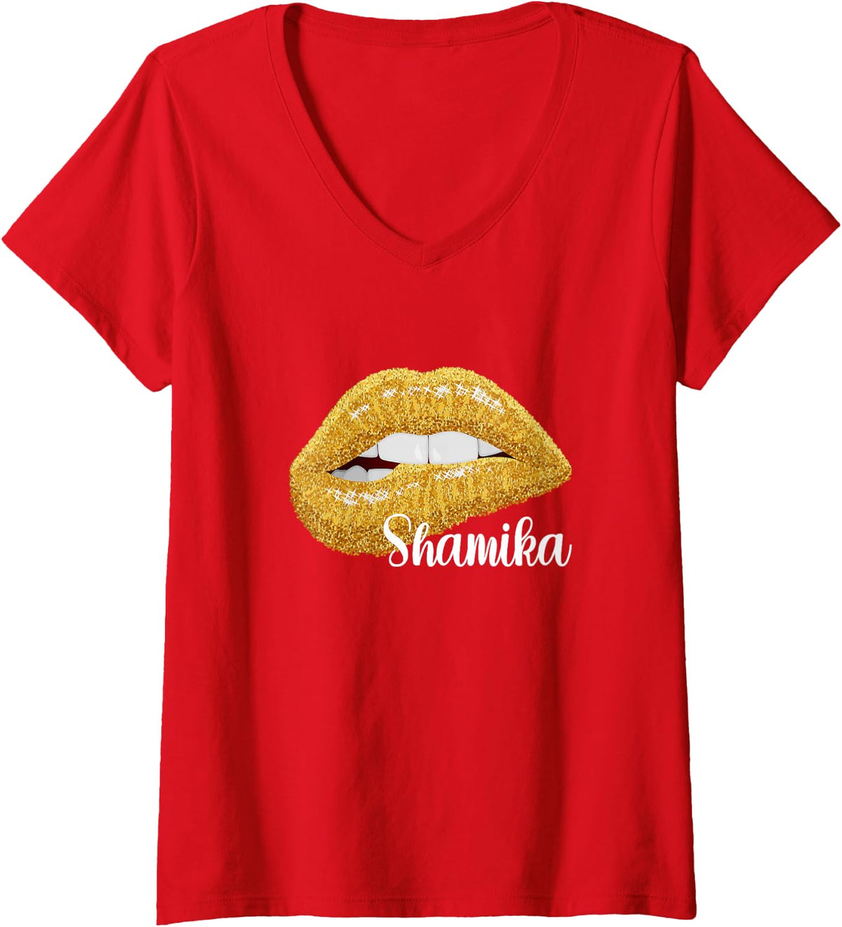 Women's Shamika - First Name Gift V-Neck T-Shirt - Red