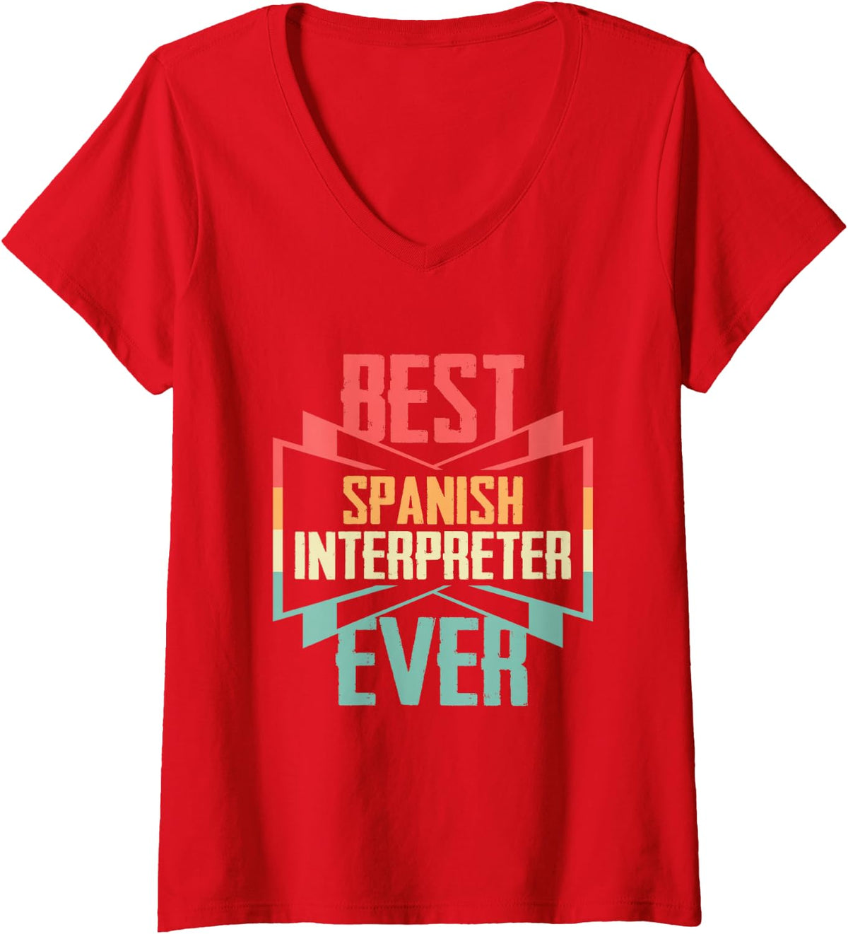 Women's Vintage Best Spanish Interpreter Ever V-Neck T-Shirt - Red