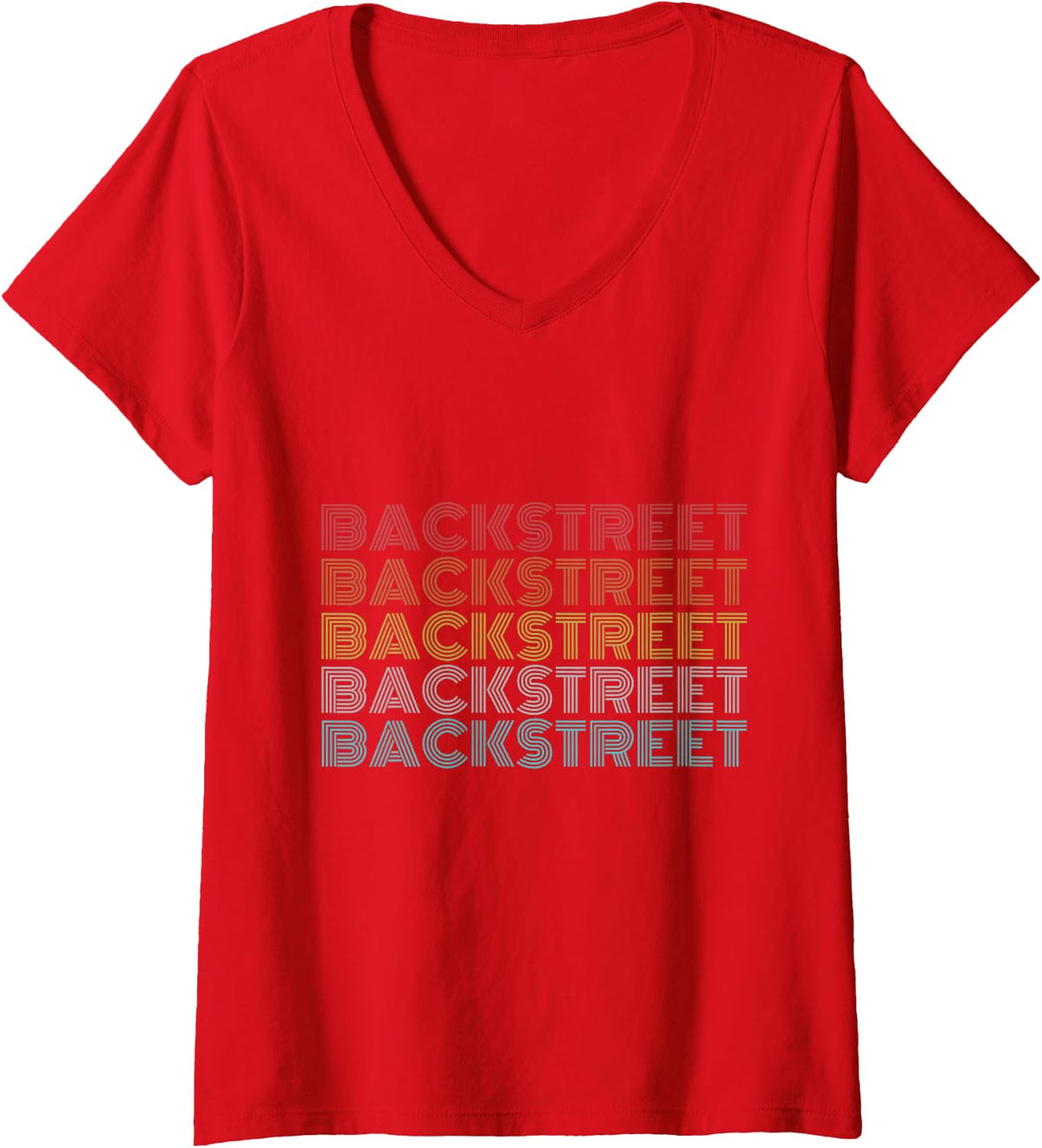 Womens Retro Vintage Backstreet V-Neck T-Shirt - Red