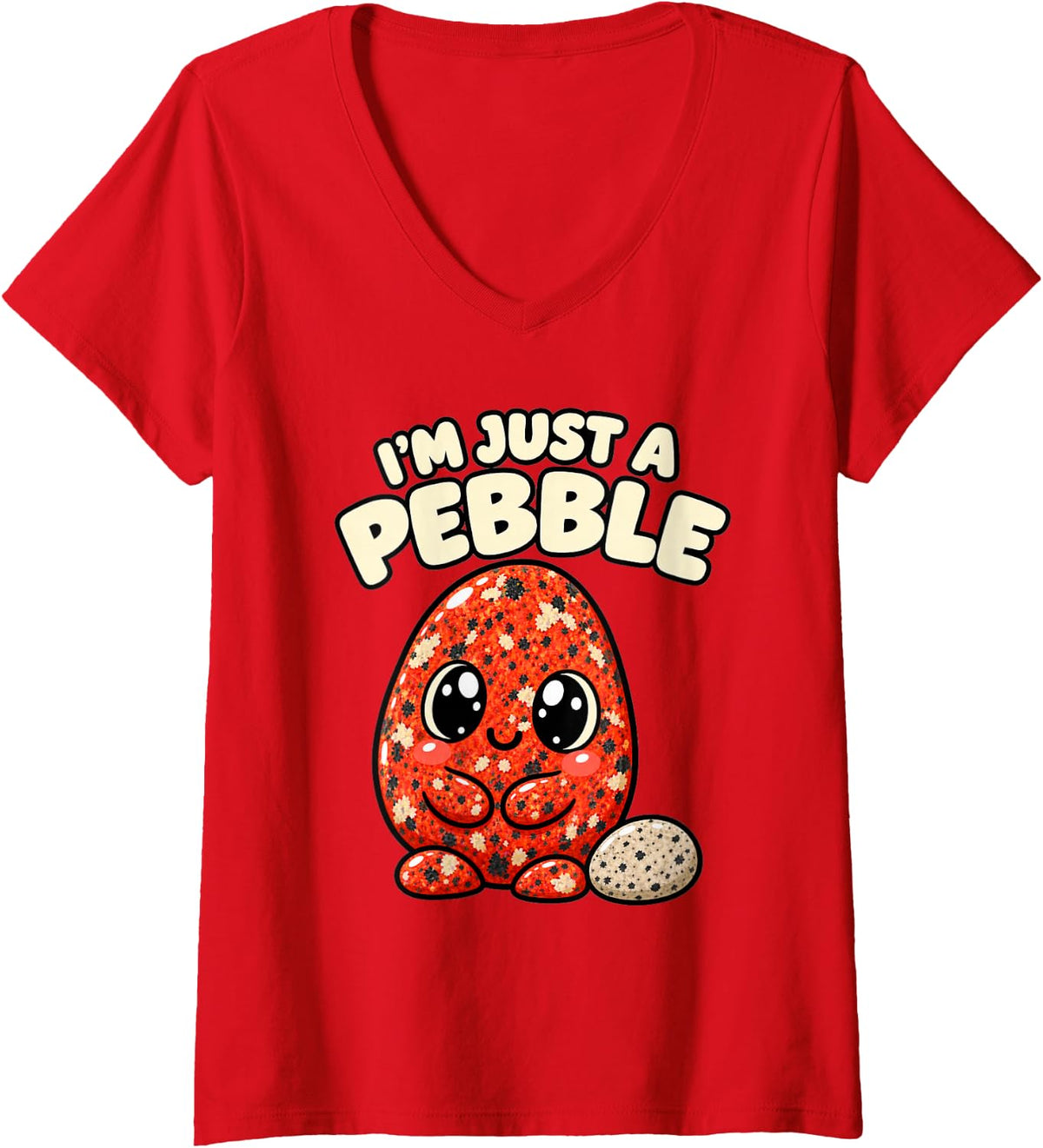 Women's Geology I'm Just A Pebble Cute Kawaii Rock Lover Women V-Neck T-Shirt - Red