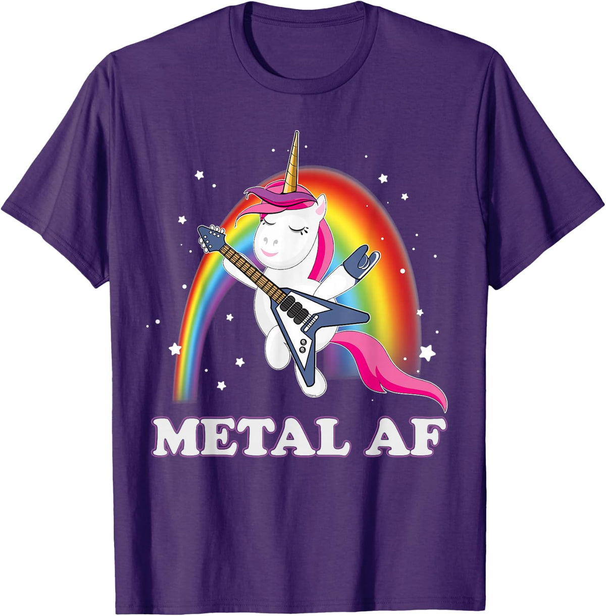 Funny Heavy Metal Unicorn T-Shirt - Purple