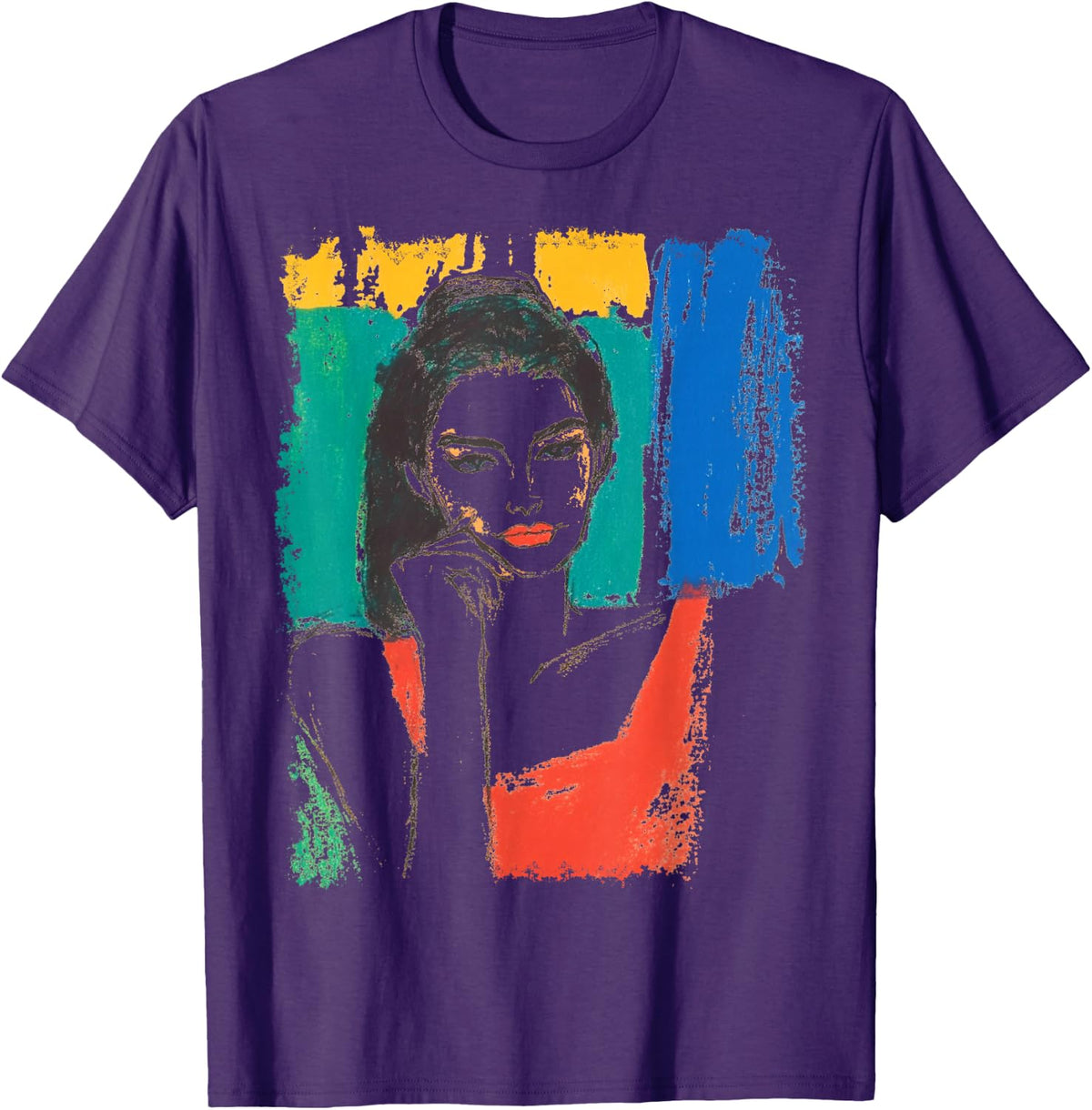 Colorful Abstract Graffiti Pop Art Women's Cute Graphic T-Shirt - Purple