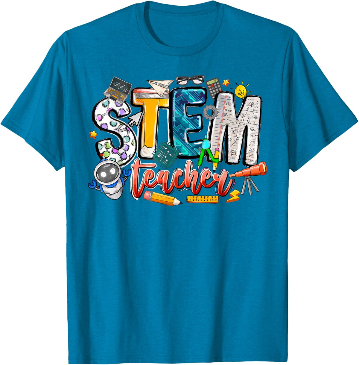 STEM Teacher Science Appreciation Women Funny Back to School T-Shirt - Sapphire Blue
