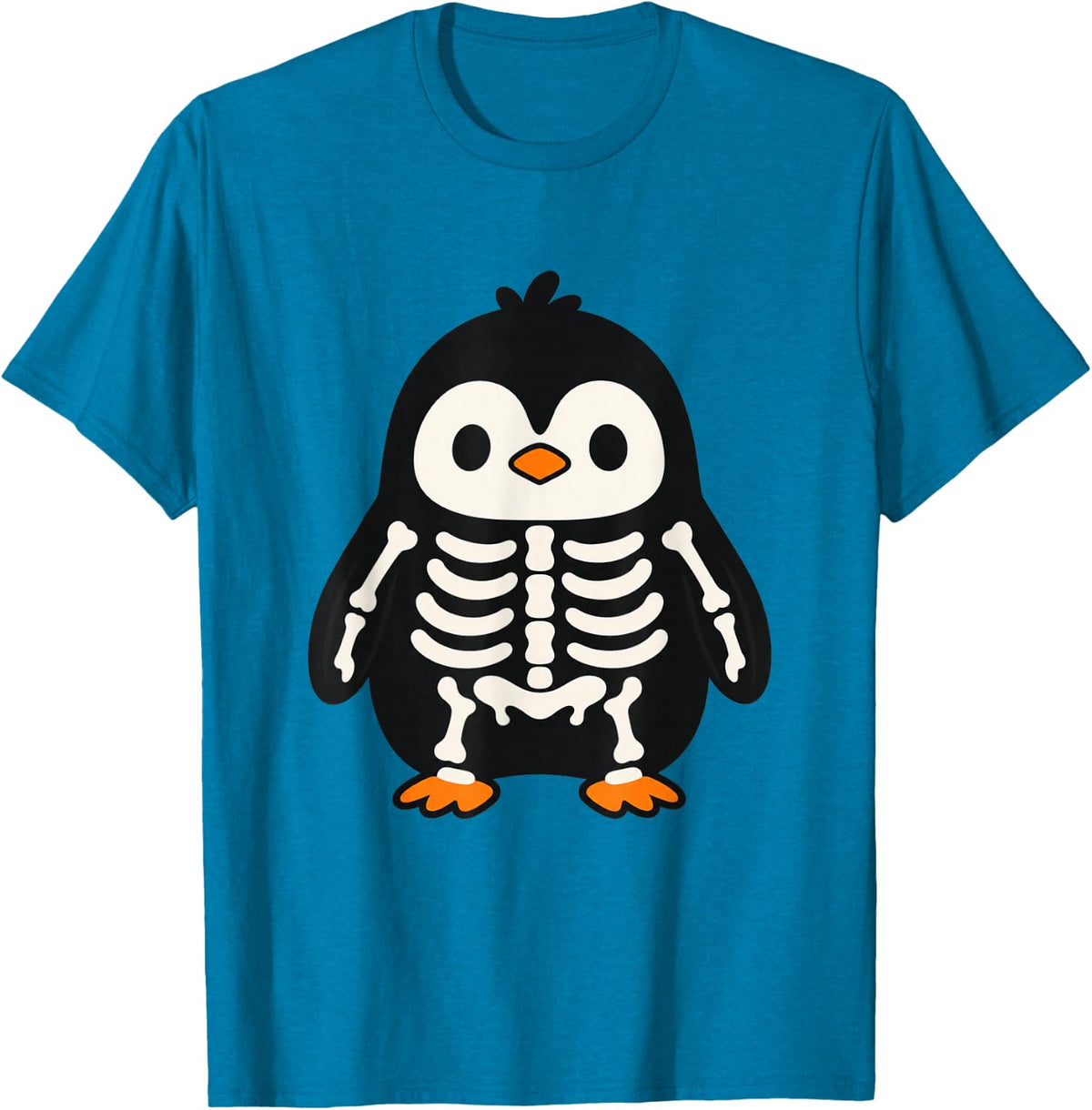 Halloween Skeleton Penguin Cute Spooky T-Shirt - Sapphire Blue