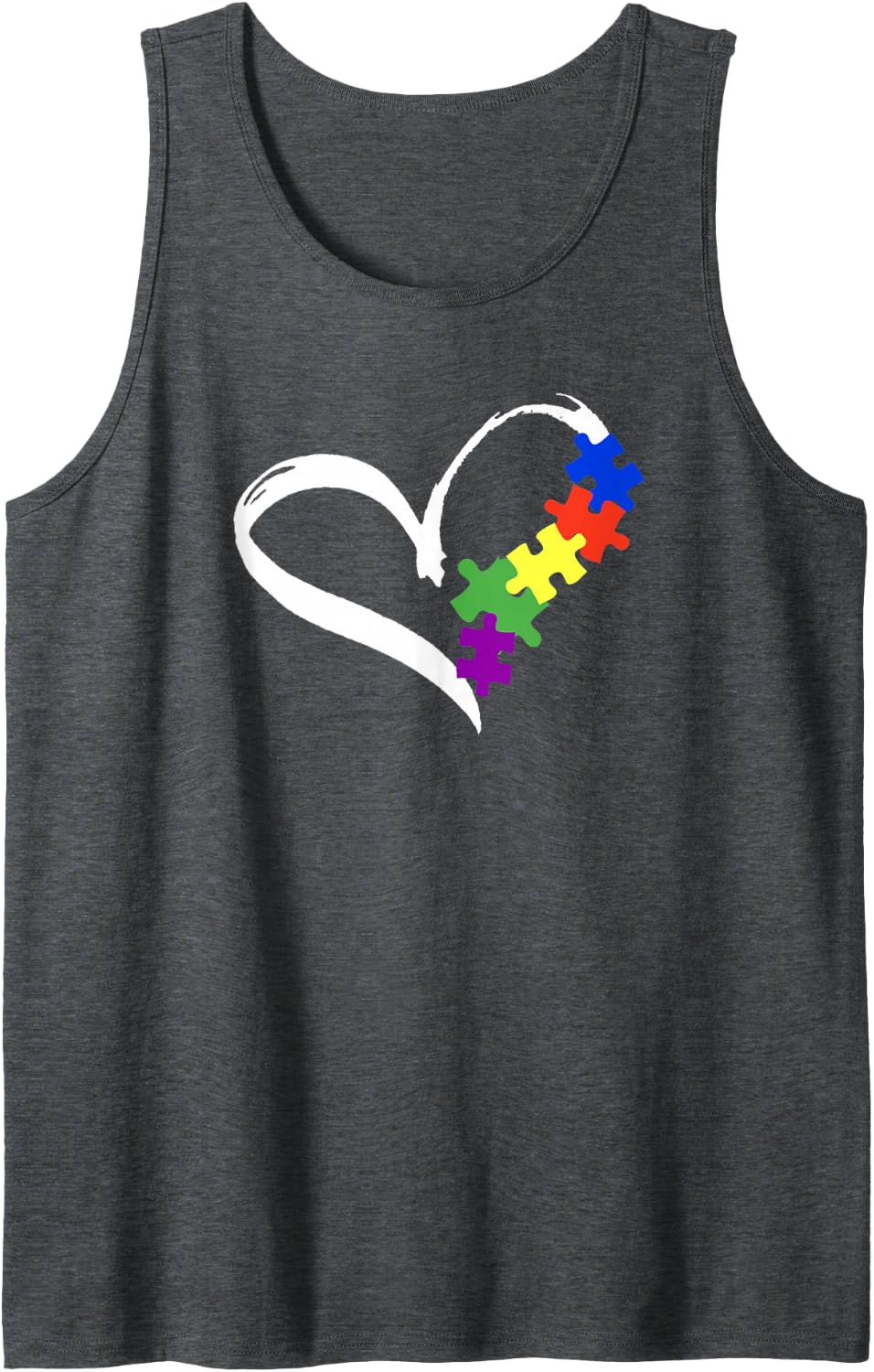 Autism Puzzle Love Autism Awareness Graphic for Women Men Tank Top - Dark Heather Grey