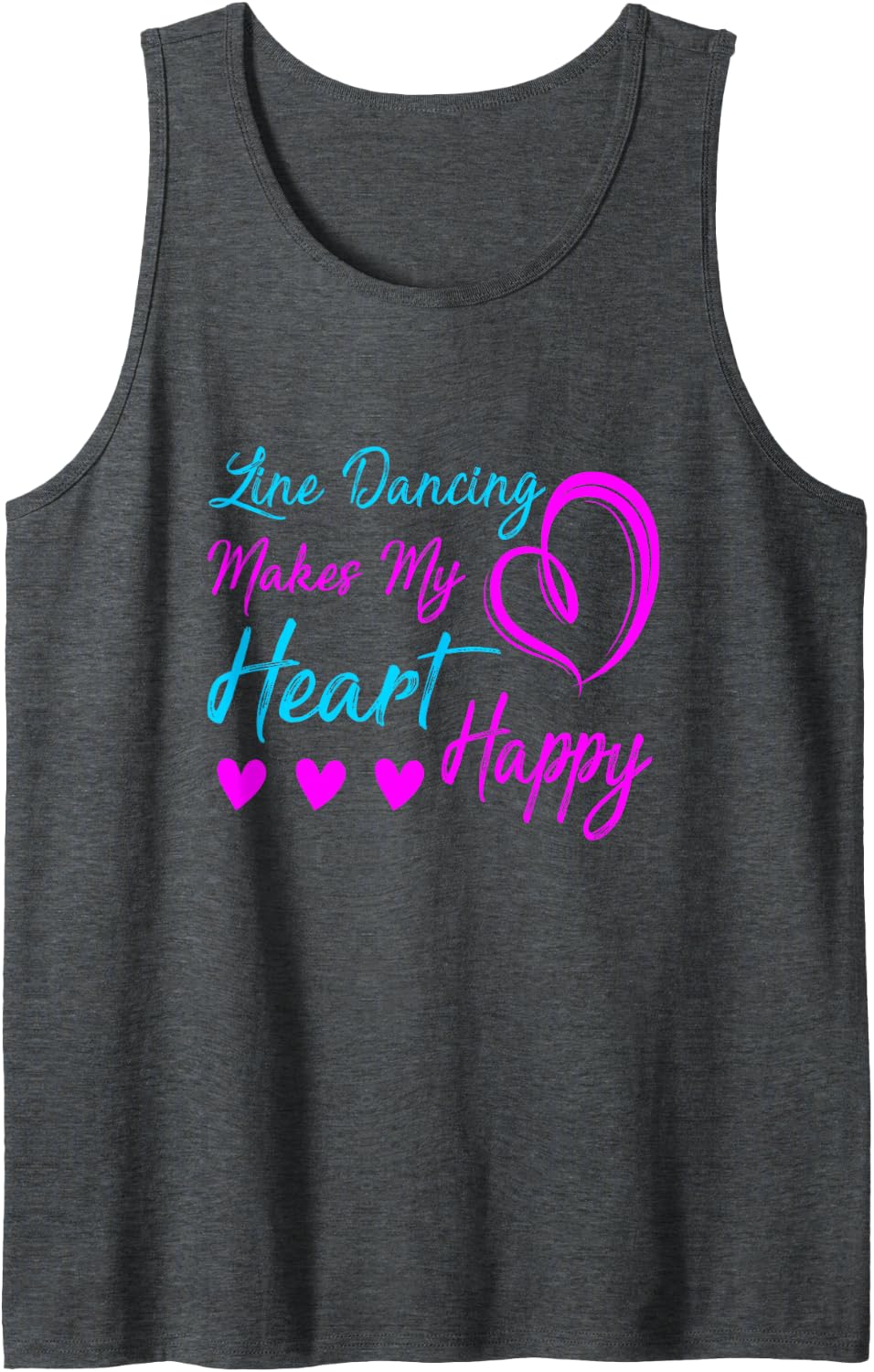 Line Dancing Makes My Heart Happy Line Dance Tank Top - Dark Heather Grey