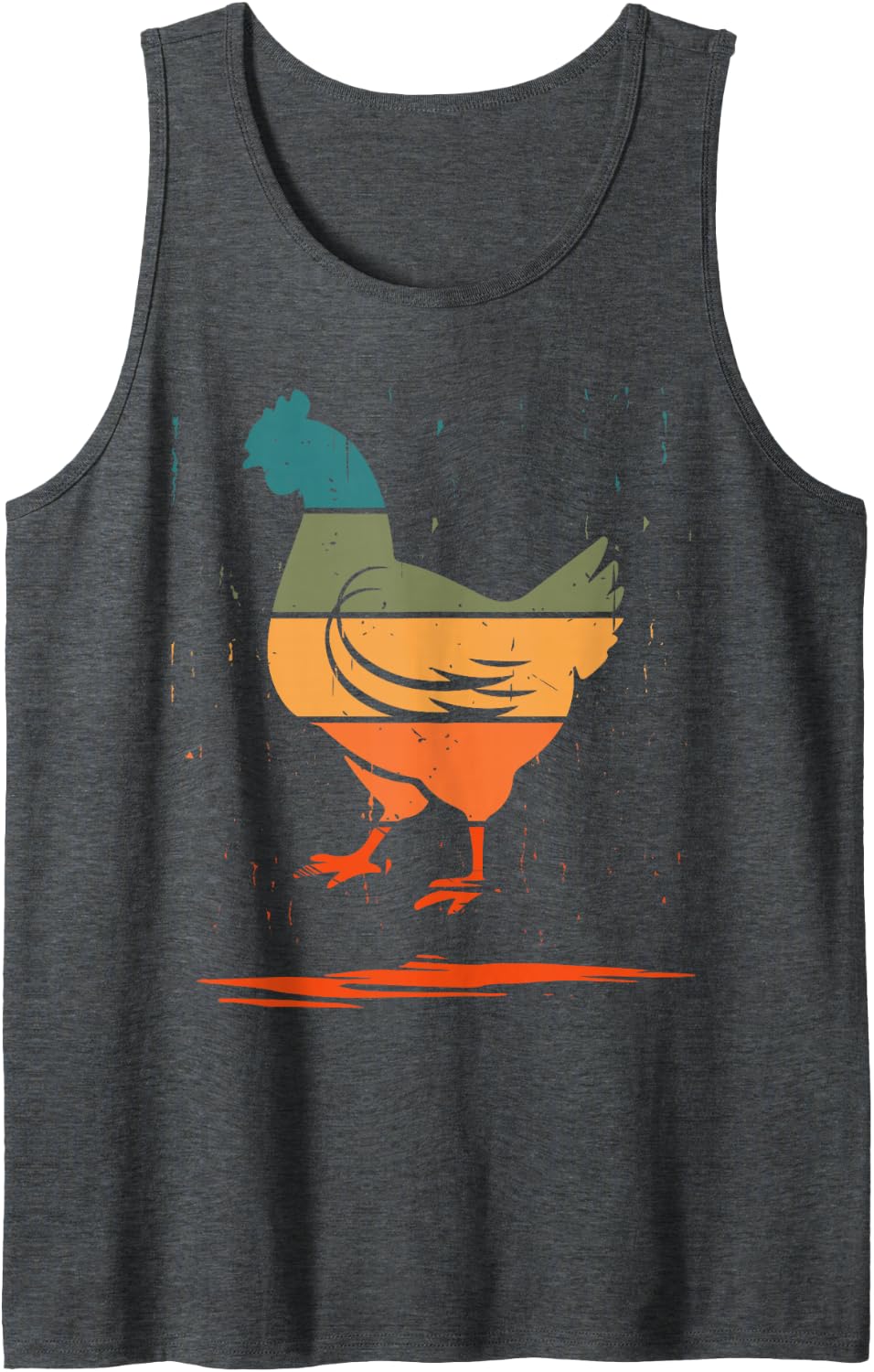 Retro Chicken Cute Vintage Novelty Graphic Art Women's Men's Tank Top - Dark Heather Grey