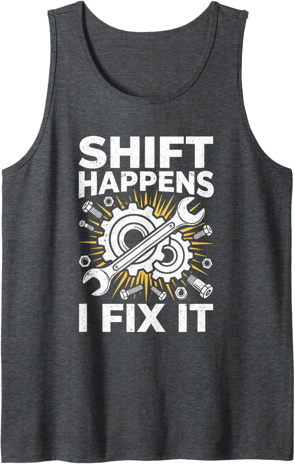 Car Mechanic Auto Engine Garage Automotive Car Guy Sleeveless Tank Top - Dark Heather Grey