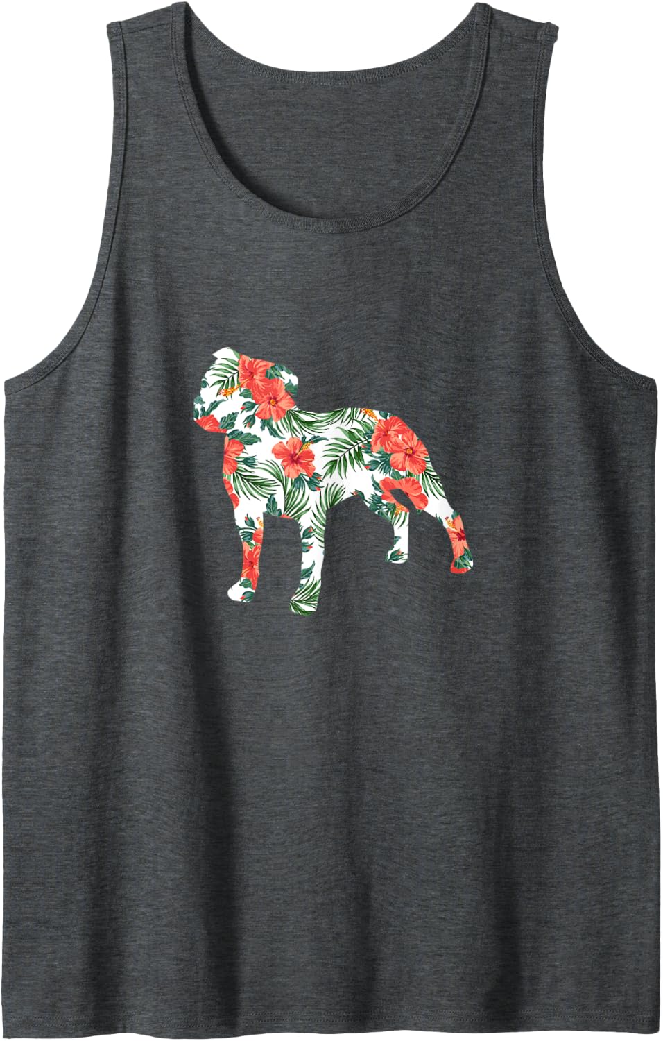 Staffordshire Bull Terrier Aloha Hawaiian Pit Bull Dog Tank Top - Dark Heather Grey