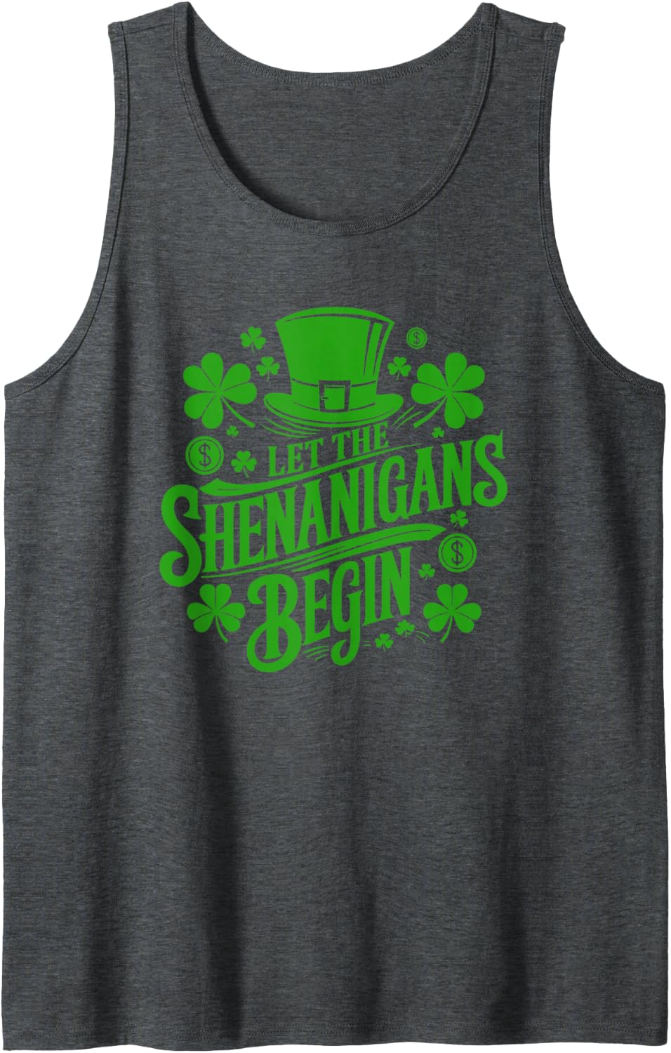 Let The Shenanigans Begin Sleeveless Tank Top - Dark Heather Grey