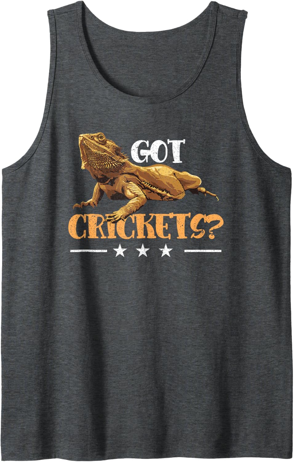 Got Crickets Bearded Dragons Reptile Funny Lizard Sleeveless Tank Top - Dark Heather Grey
