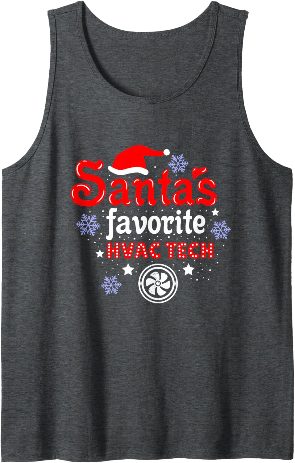 Santas Favorite HVAC Tech Christmas Tank Top - Dark Heather Grey