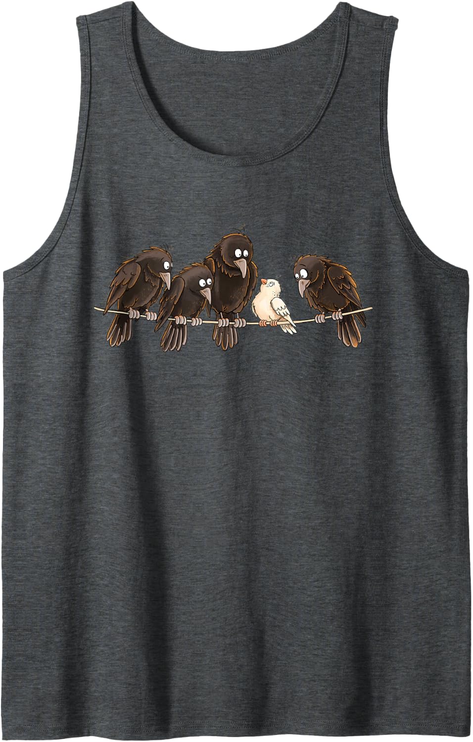 Black Crow Raven Dove Outsider Individuality Statement Humor Sleeveless Tank Top - Dark Heather Grey