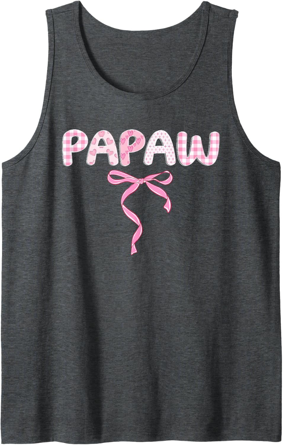 Papaw Coquette Bow Family Matching Sleeveless Tank Top - Dark Heather Grey