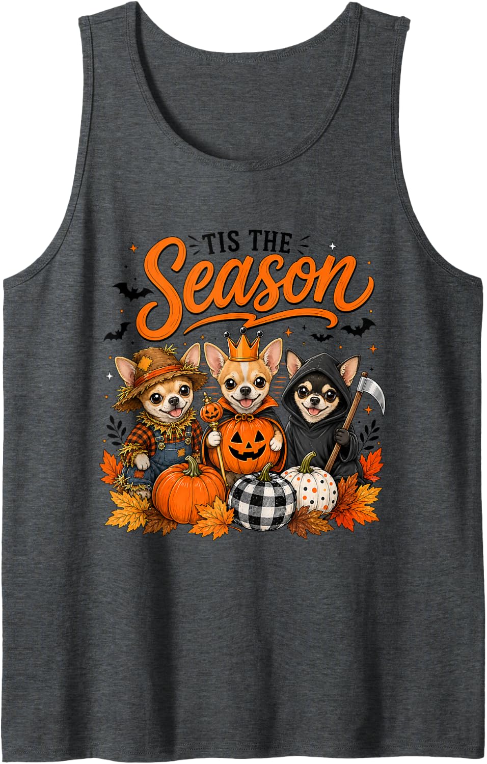 Tis The Season Halloween Cane Corso Pumpkin Costume Tank Top - Dark Heather Grey
