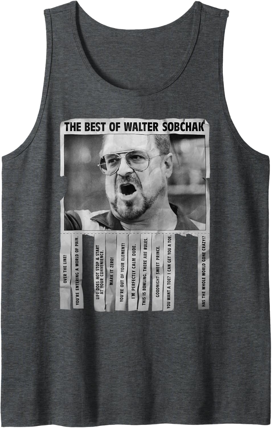 The Big Lebowski Best Quotes Of Walter Sobchak Poster Tank Top - Dark Heather Grey
