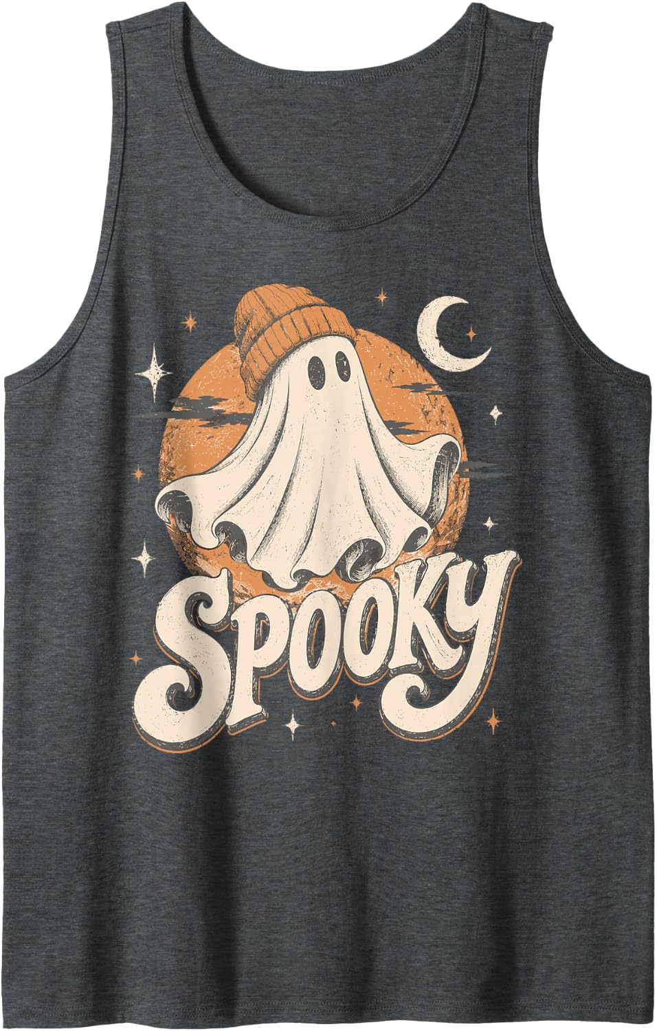 Halloween Vintage Ghost Spooky Halloween Tank Top - Dark Heather Grey