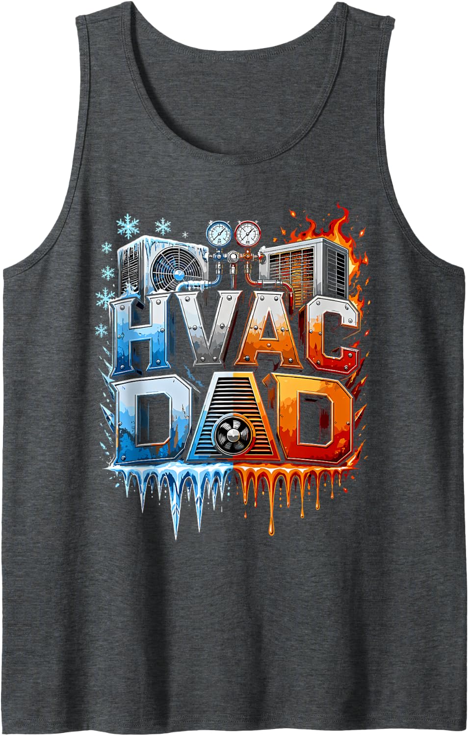 HVAC Dad HVAC Technician Men HVAC Tech Sleeveless Tank Top - Dark Heather Grey