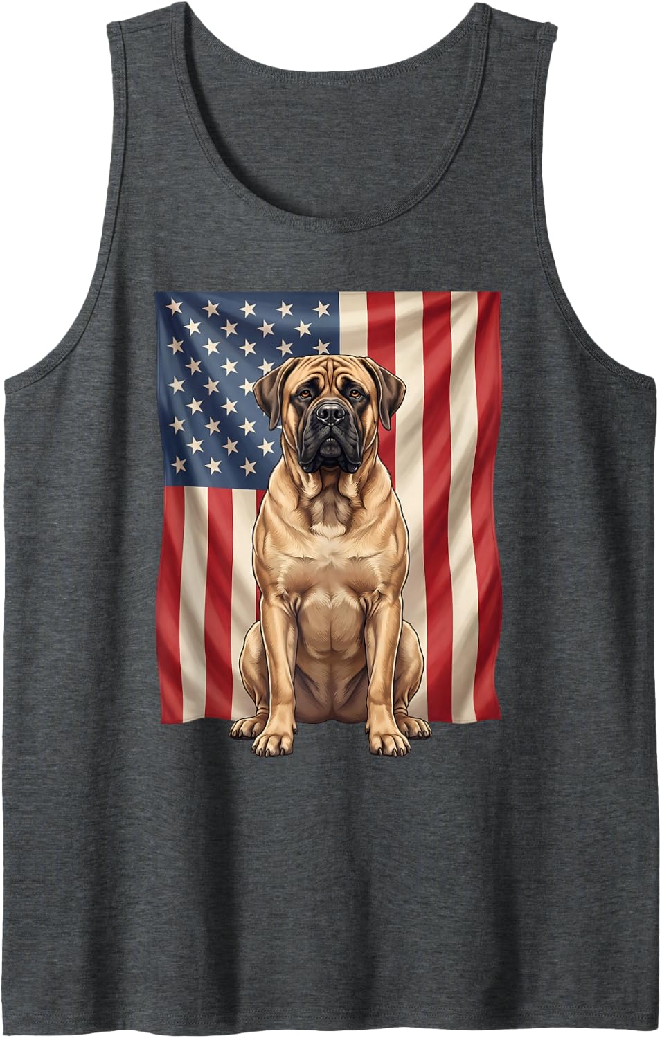 Bull Mastiff American Flag Patriotic 4th of July USA Lover Sleeveless Tank Top - Dark Heather Grey