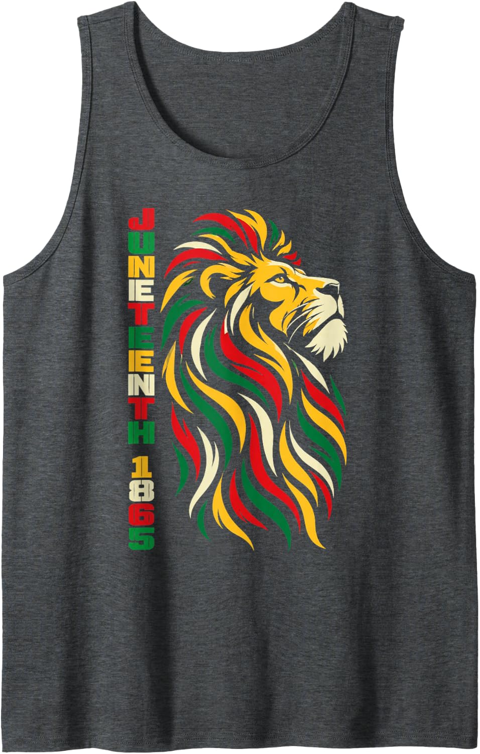 Juneteenth 1865 Lion African American Black Pride Heritage Sleeveless Tank Top - Dark Heather Grey