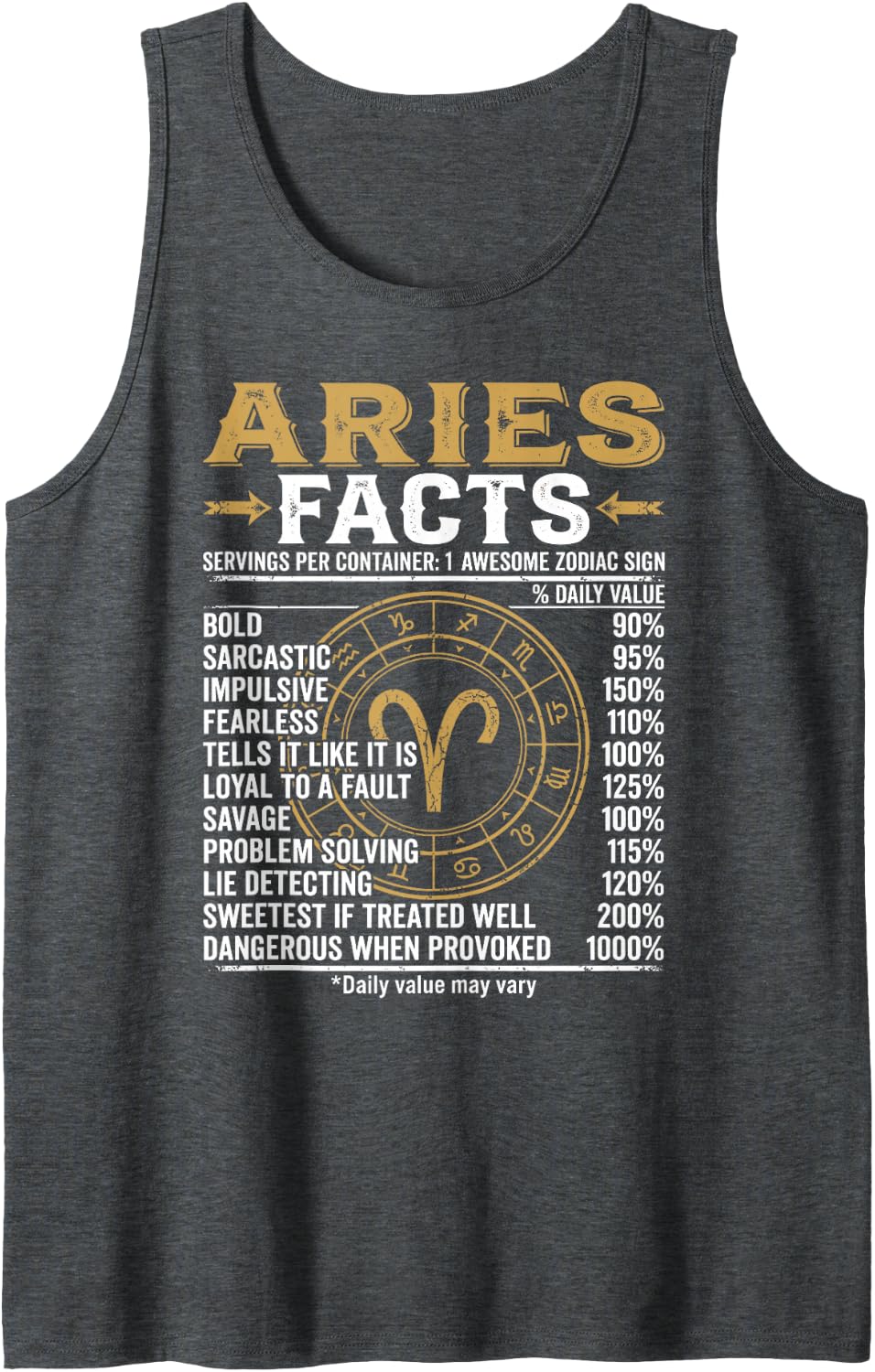 Aries Facts Zodiac Sign Astrology Astrological Horoscope Tee Tank Top - Dark Heather Grey