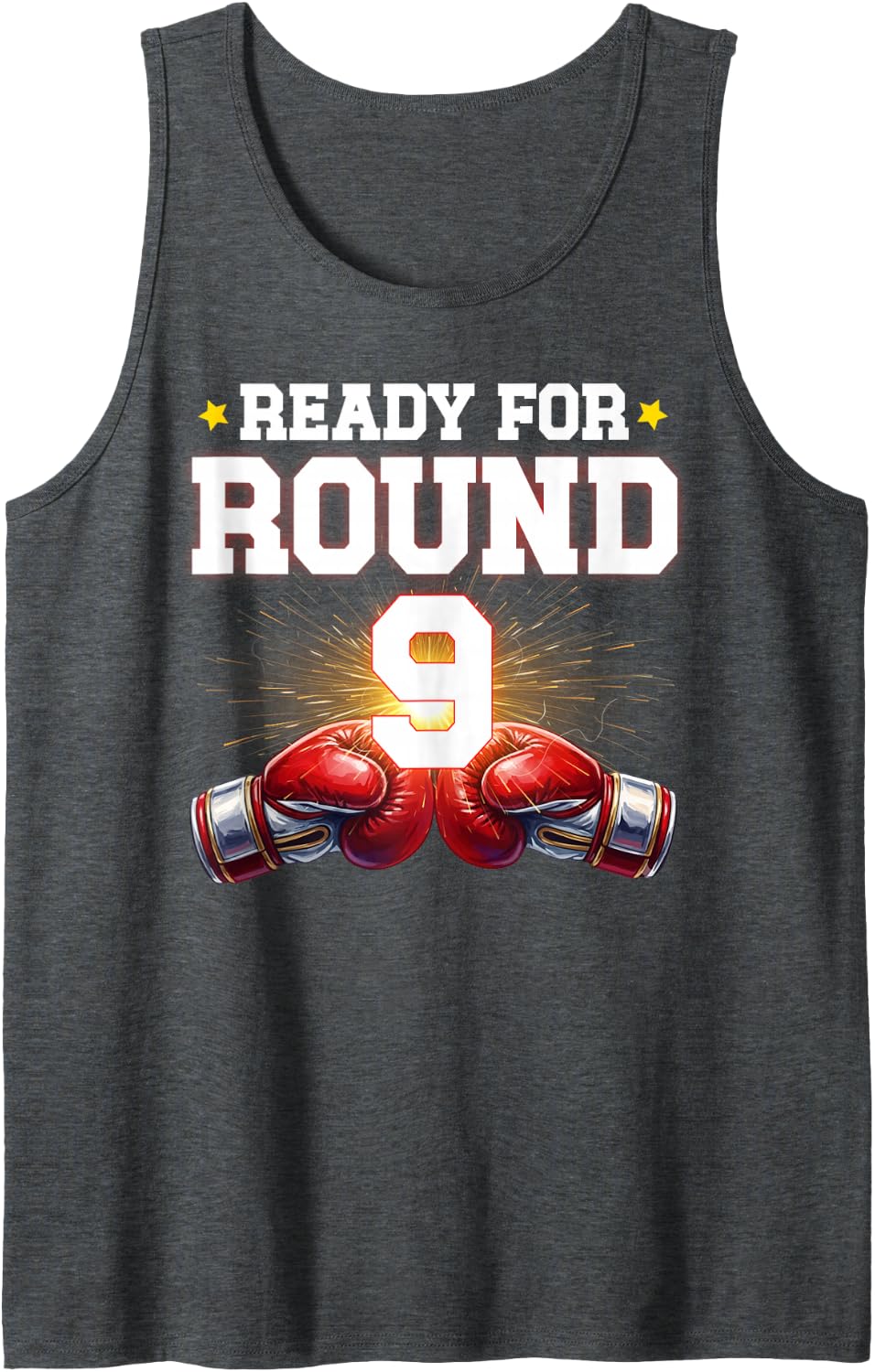 9th Boxing Birthday Party Nine Year Old Boxer Birthday Tank Top - Dark Heather Grey