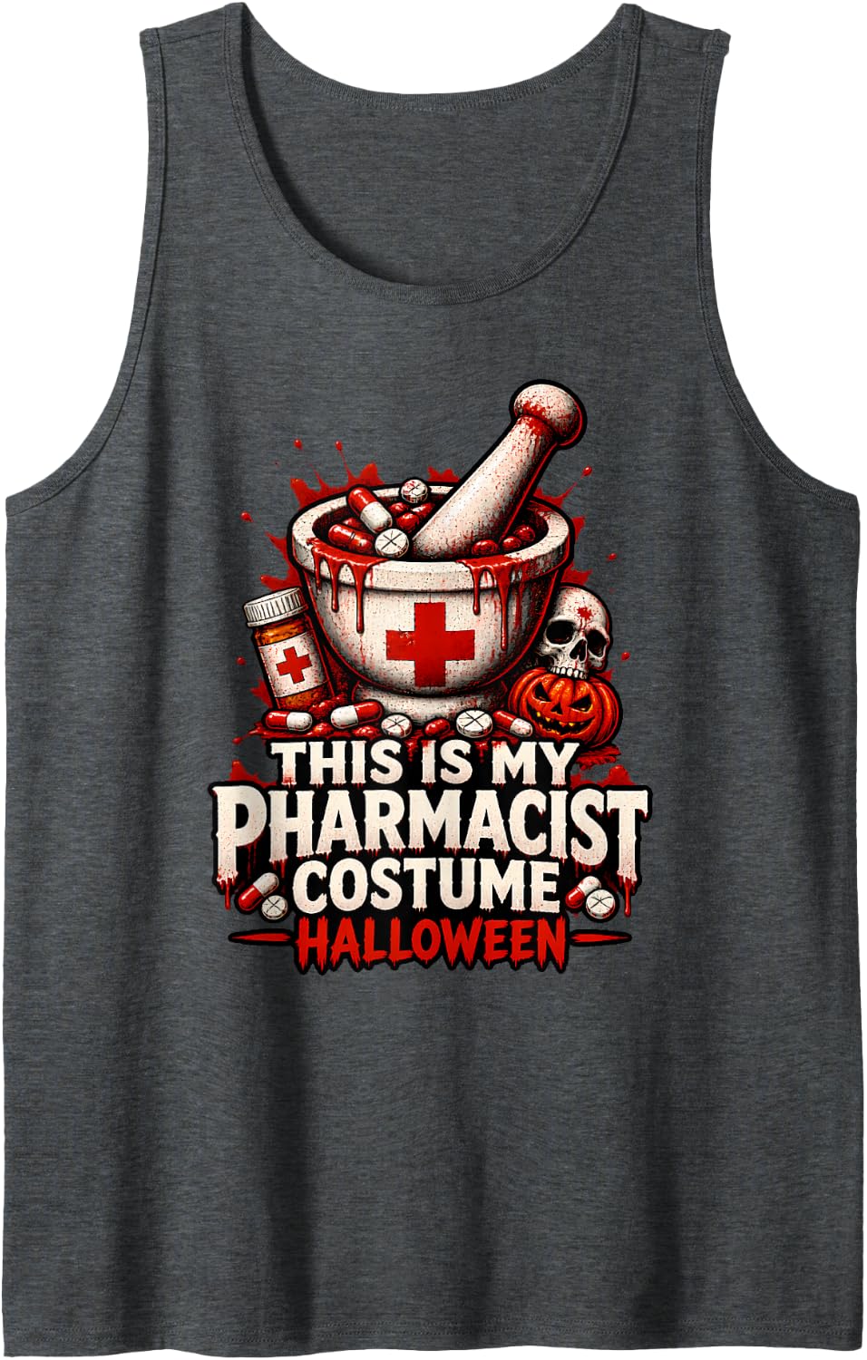 This is My Pharmacist Costume Halloween Pharmacist Costume Sleeveless Tank Top - Dark Heather Grey