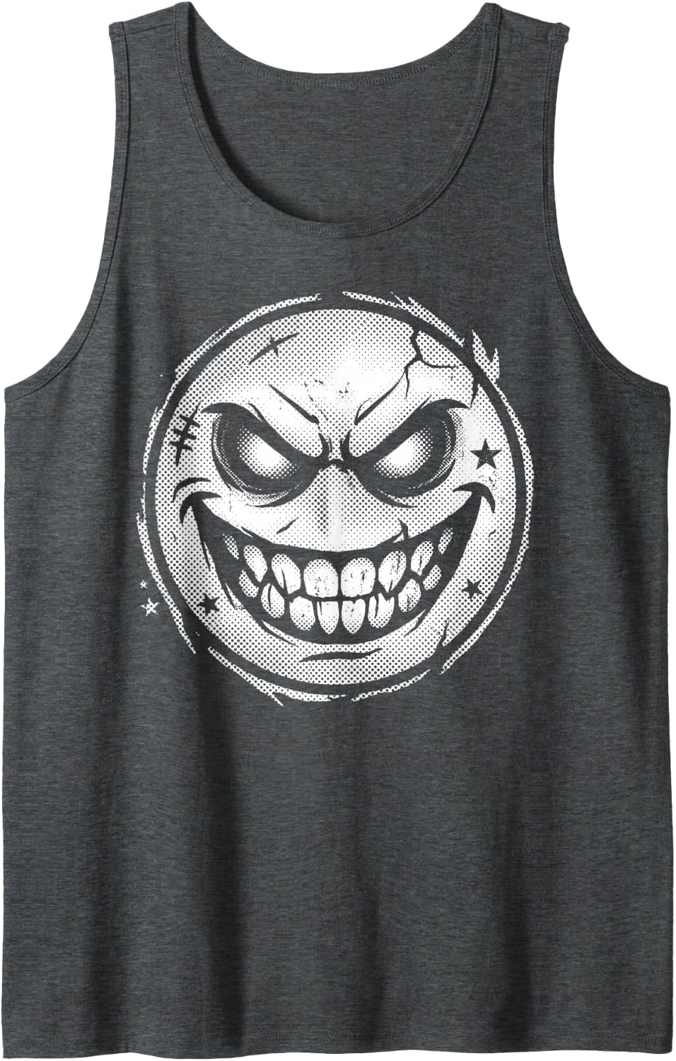 Evil Smile Skater Skating Grunge Y2k Sleeveless Tank Top - Dark Heather Grey
