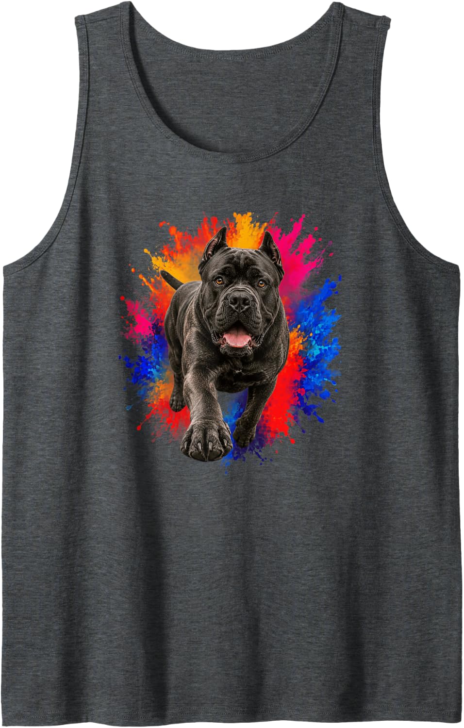 Cane Corso Color Splash Dog Art Sleeveless Tank Top - Dark Heather Grey