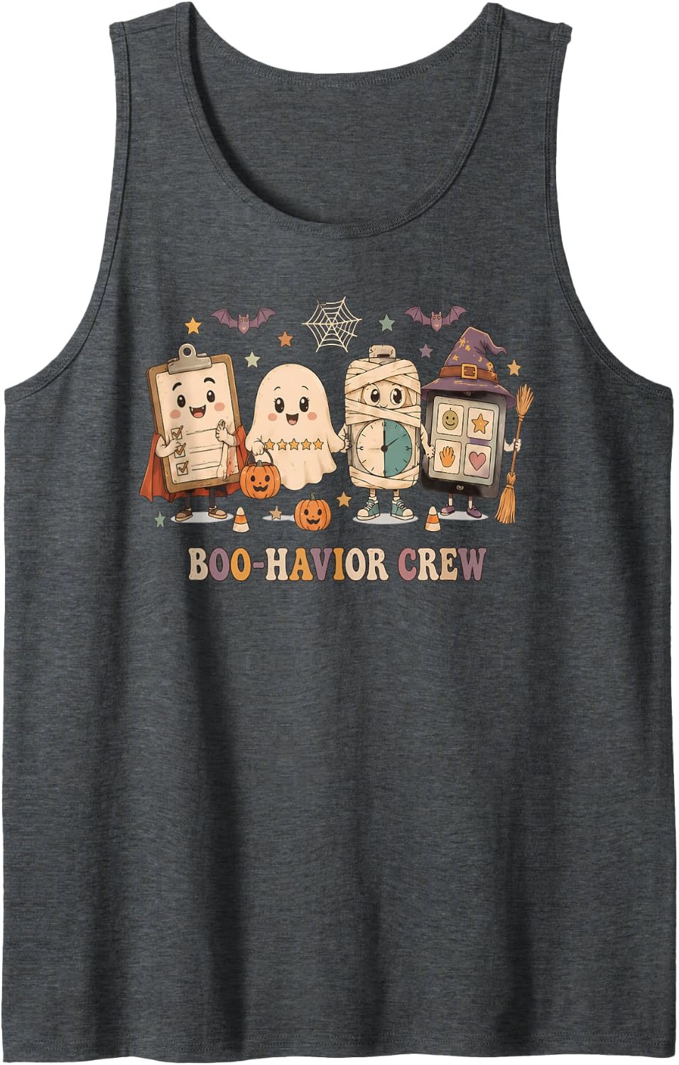 Boo-Havor Crew Behavior Analyst ABA RBT Halloween Costume Sleeveless Tank Top - Dark Heather Grey