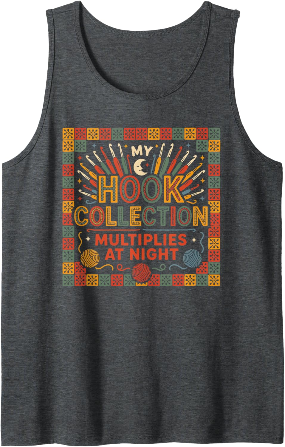 Crochet Lover Needle Yarn Crocheting Ideas Crocheter Sleeveless Tank Top - Dark Heather Grey