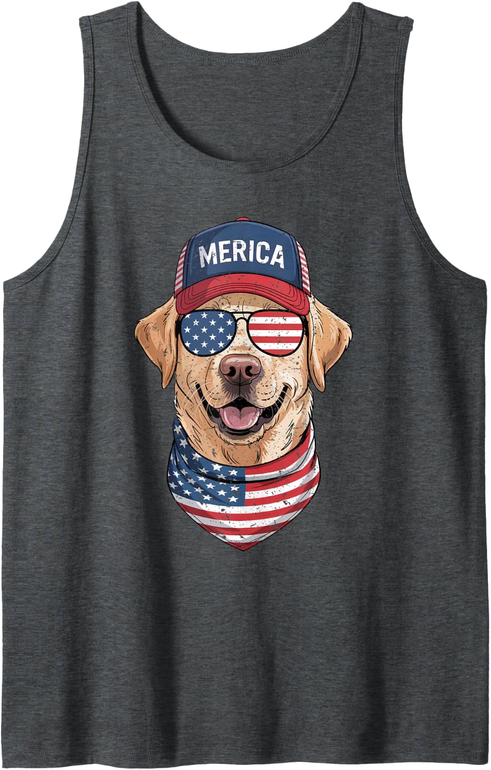 Labrador Retriever 4th of July US American Flag Patriotic Tank Top - Dark Heather Grey