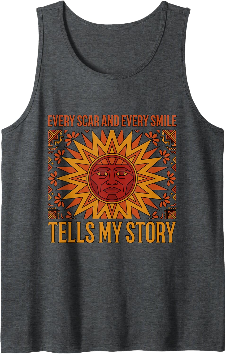 Every Scar and Every Smile Tells My Story Latina Sleeveless Tank Top - Dark Heather Grey