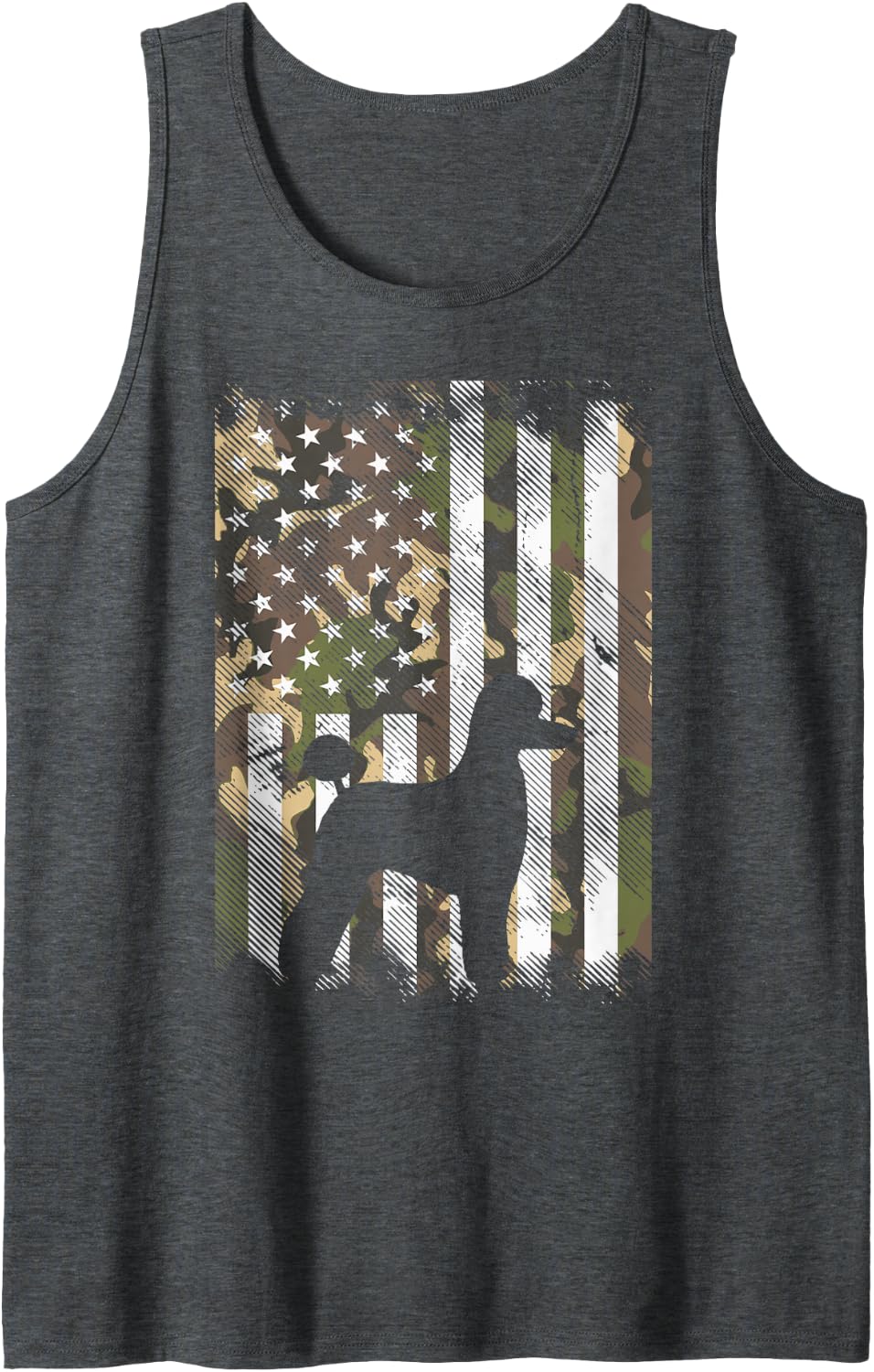 Camo America Flag Poodle Vintage Patriotic Dog Lover Gift Tank Top - Dark Heather Grey