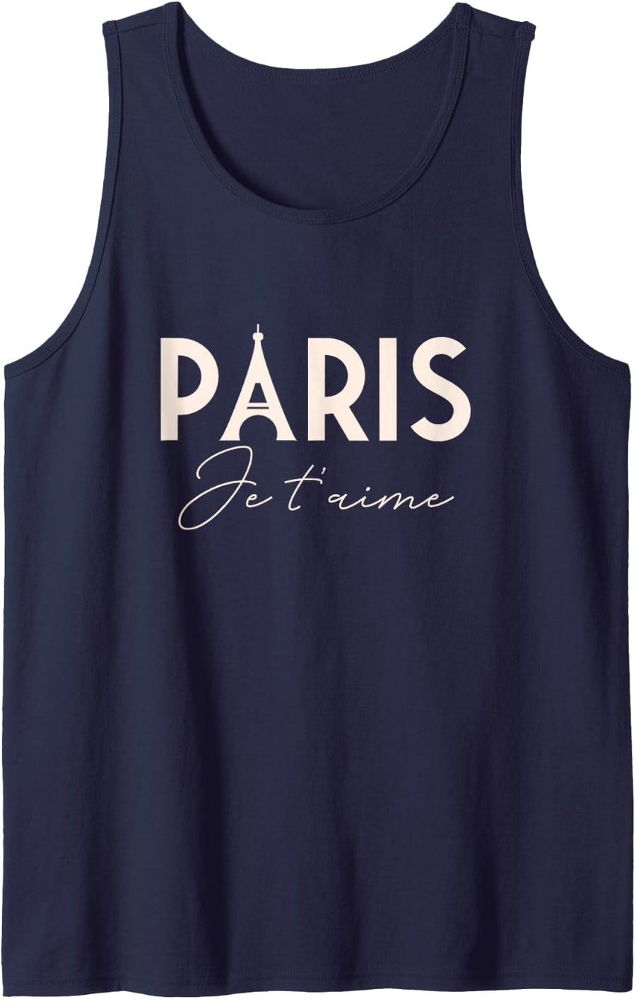 France Eiffel Tower Paris Je T'Aime I Love You Sleeveless Tank Top - Navy Blue