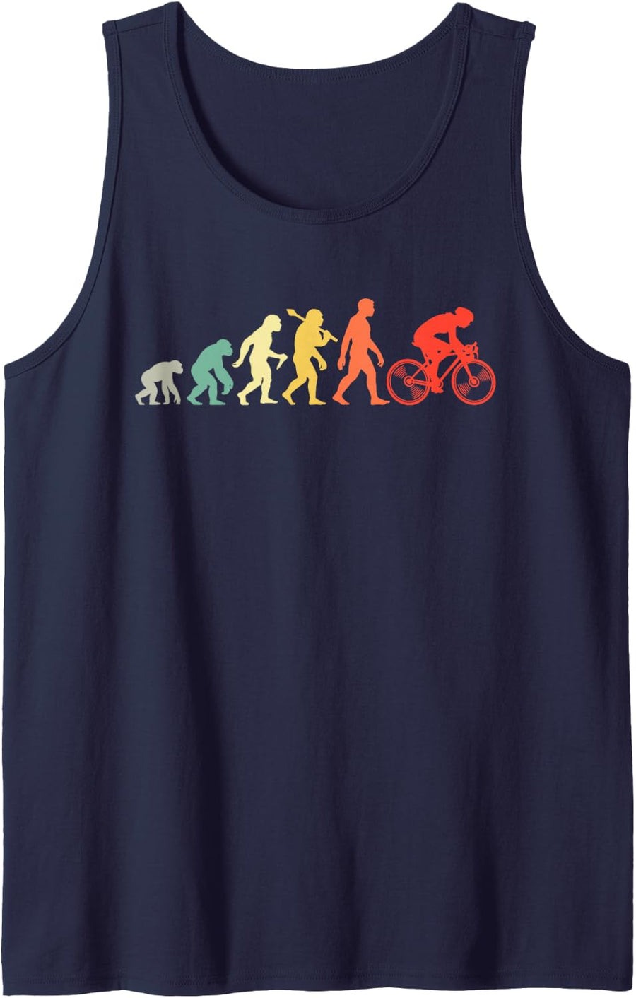 Mens Mountain Bike Evolution I Love Cycling Retro Bicycle Tank Top - Navy Blue