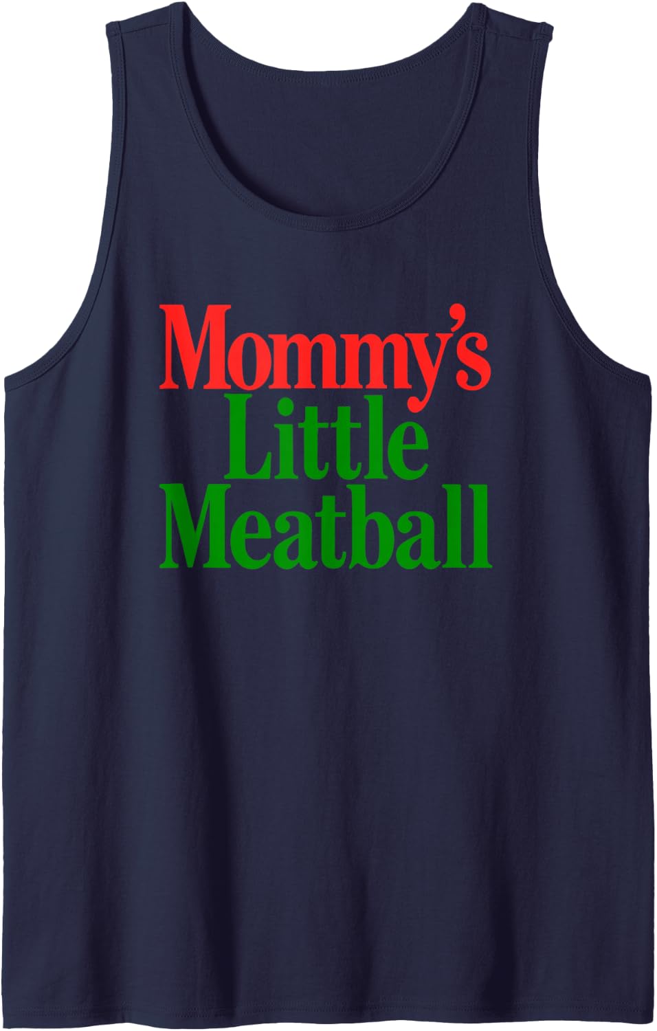 Mommy's Little Meatball Funny Italian Food Lover Family Joke Sleeveless Tank Top - Navy Blue