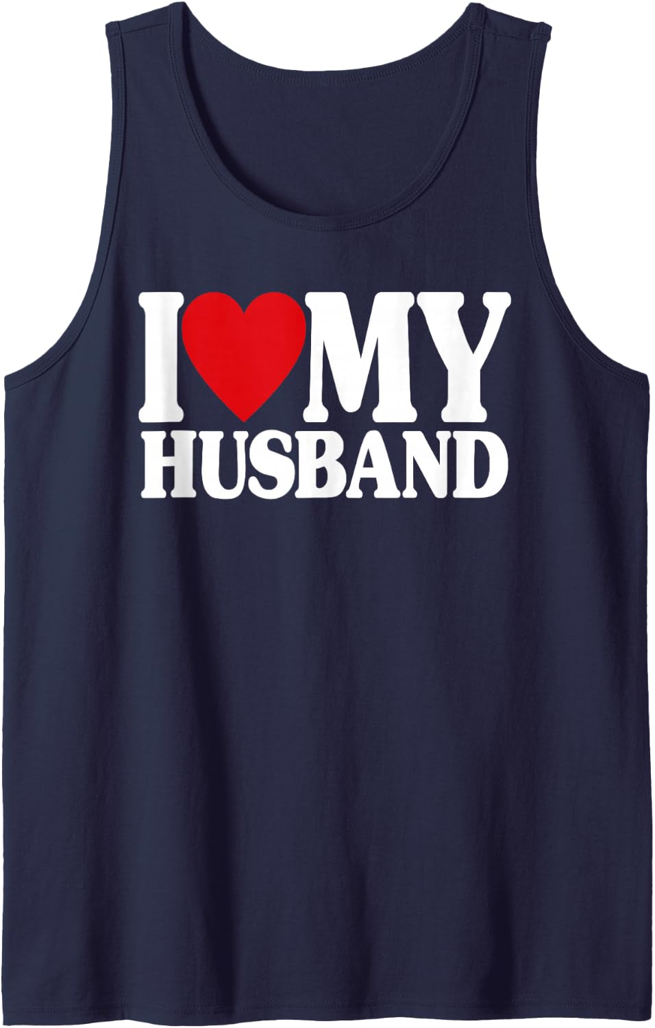 I Heart My Husband, Love Women Valentine Wife Matching Tank Top - Navy Blue